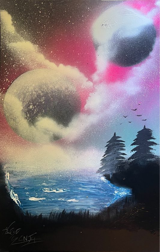 Cosmic Lake - Spray Paint Art
