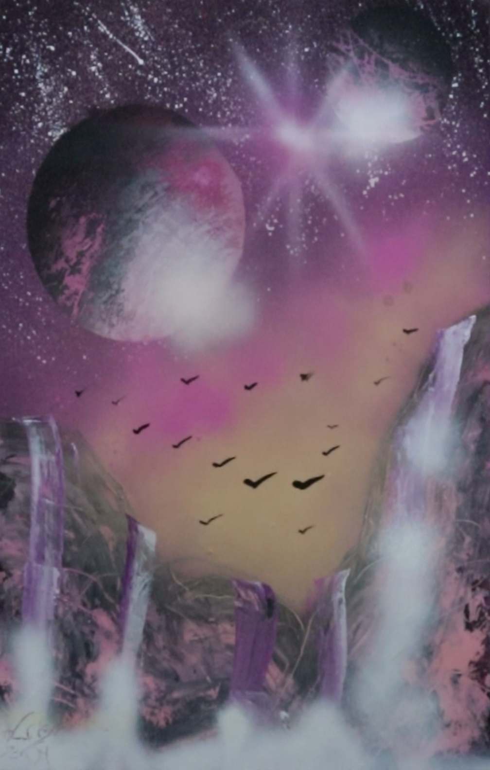 Galaxy Mountains - Spray Paint Art